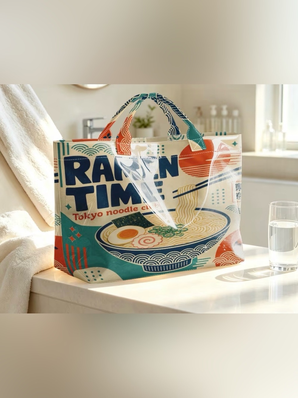 Tokyo Noodle Time ramen print 2D tote bag